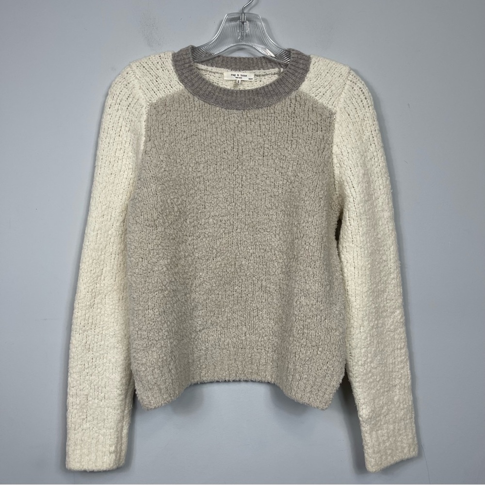 Rag & Bone Knit Davis Color Block Crew Wool Teddy… - image 5